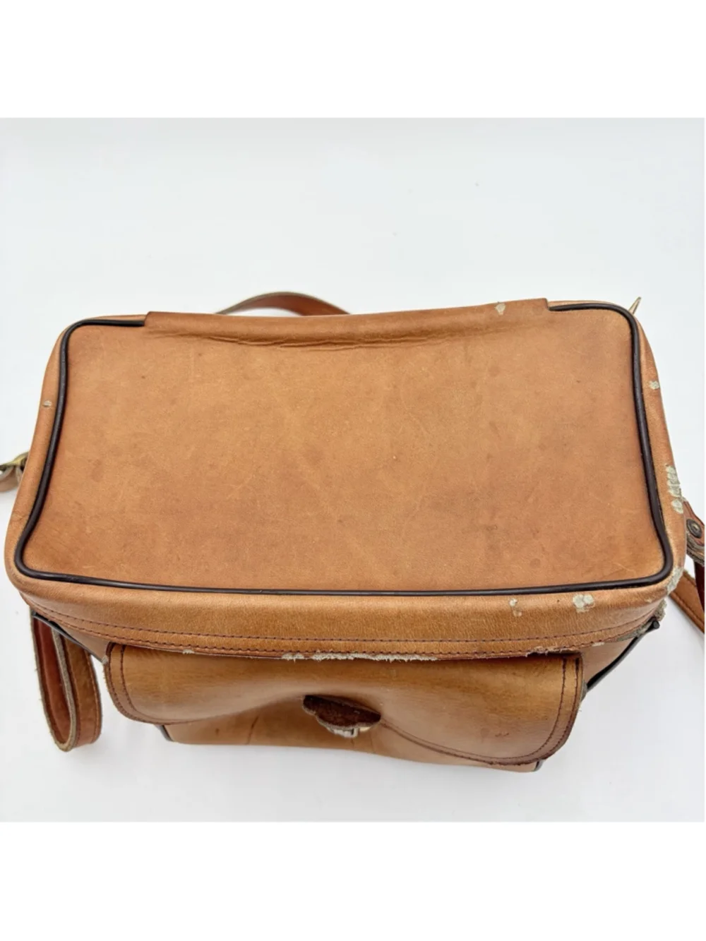 Vtg Perrin USA Top Grade Cowhide Tan Leather The Sportsman #502 Camera Bag